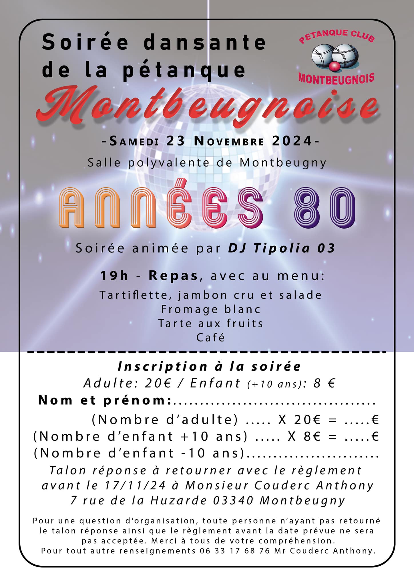 Soirée dansante du Pétanque Club Montbeugnois