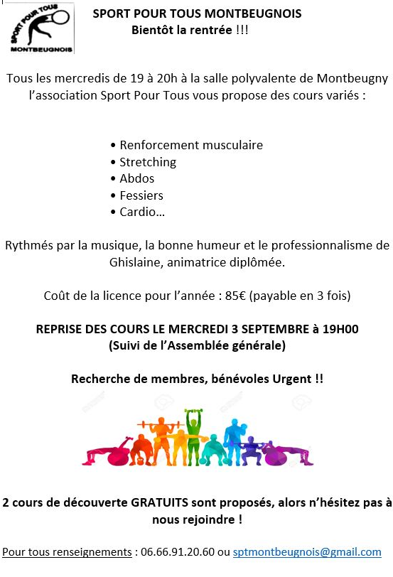 Reprise de Sport pour Tous Montbeugnois