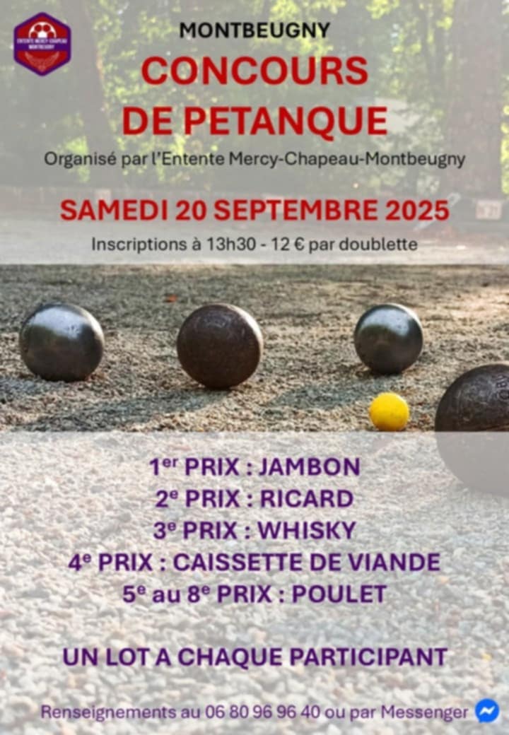 Concours de pétanque de l'entente Mercy-Chapeau-Montbeugny