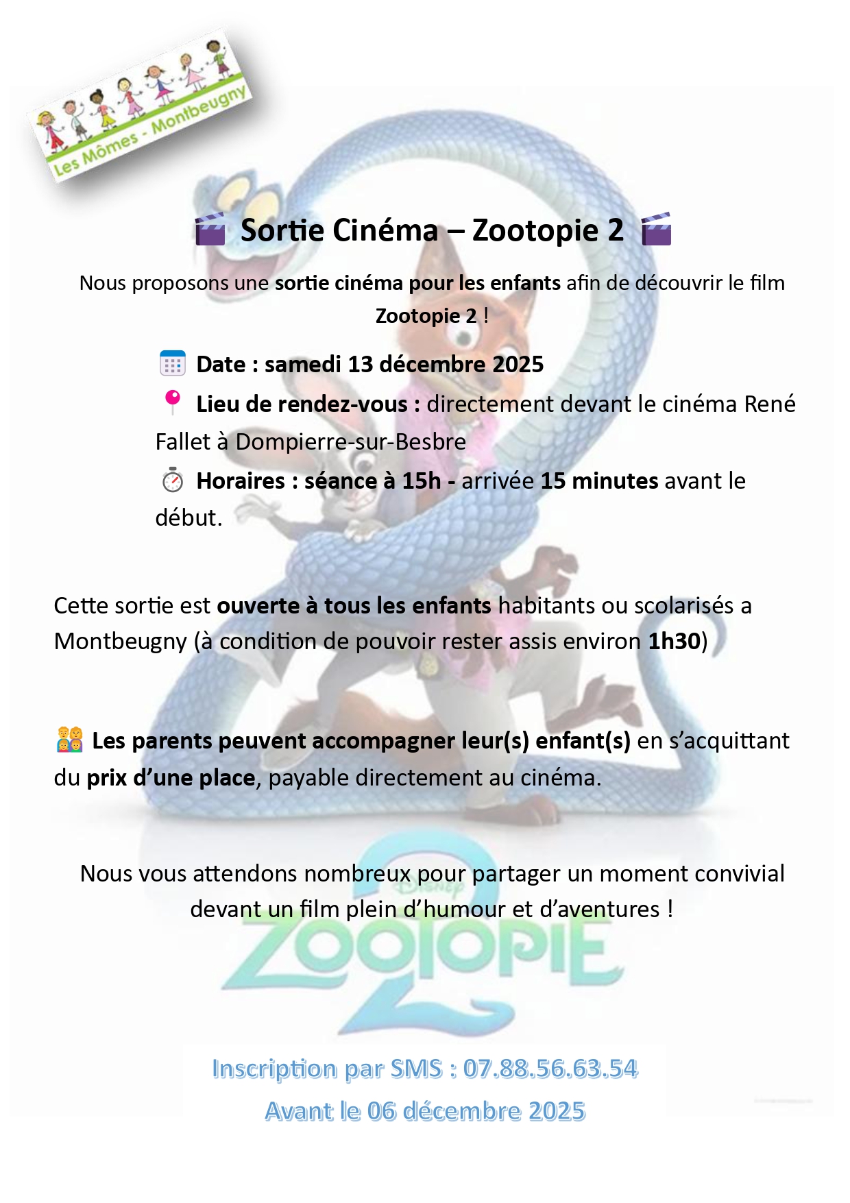 Sortie cinéma des Mômes