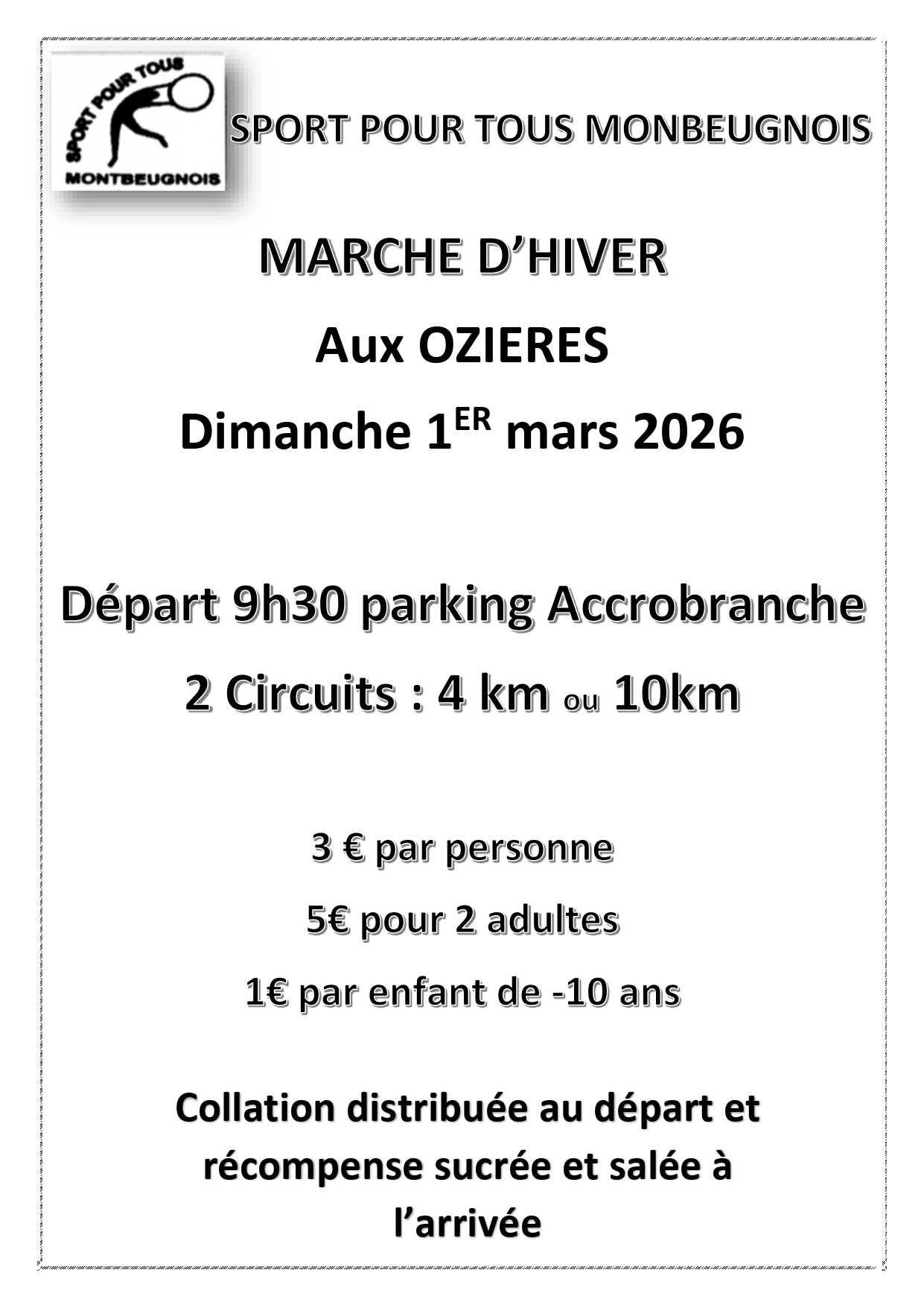 Marche d'hiver de Sport pour Tous Montbeugnois