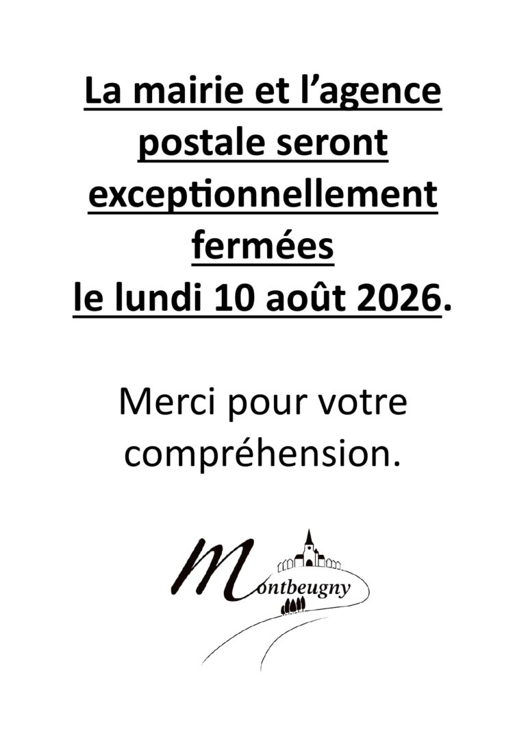 Fermeture exceptionnelle – Mairie et Agence Postale