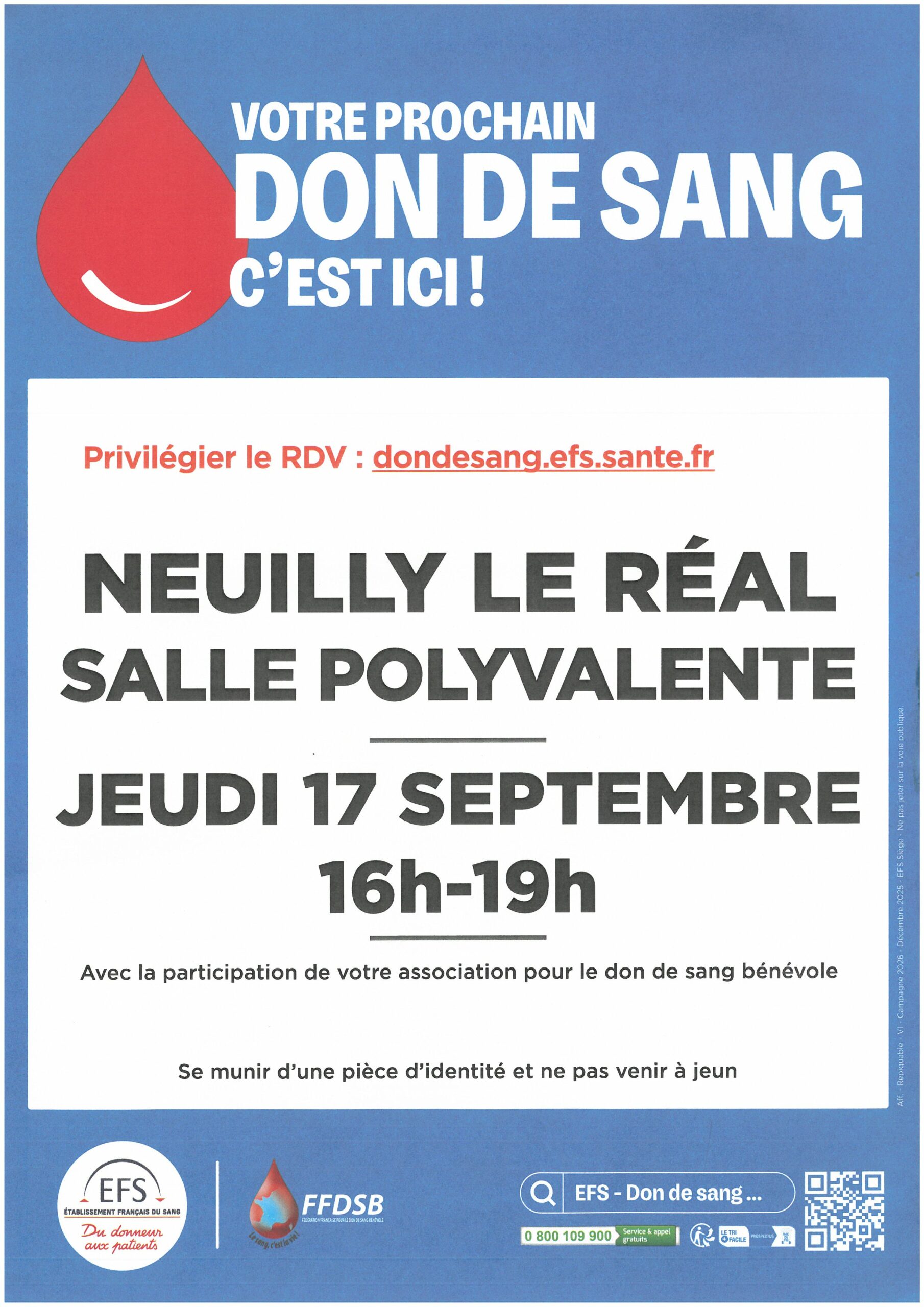 Don du sang à Neuilly le Réal