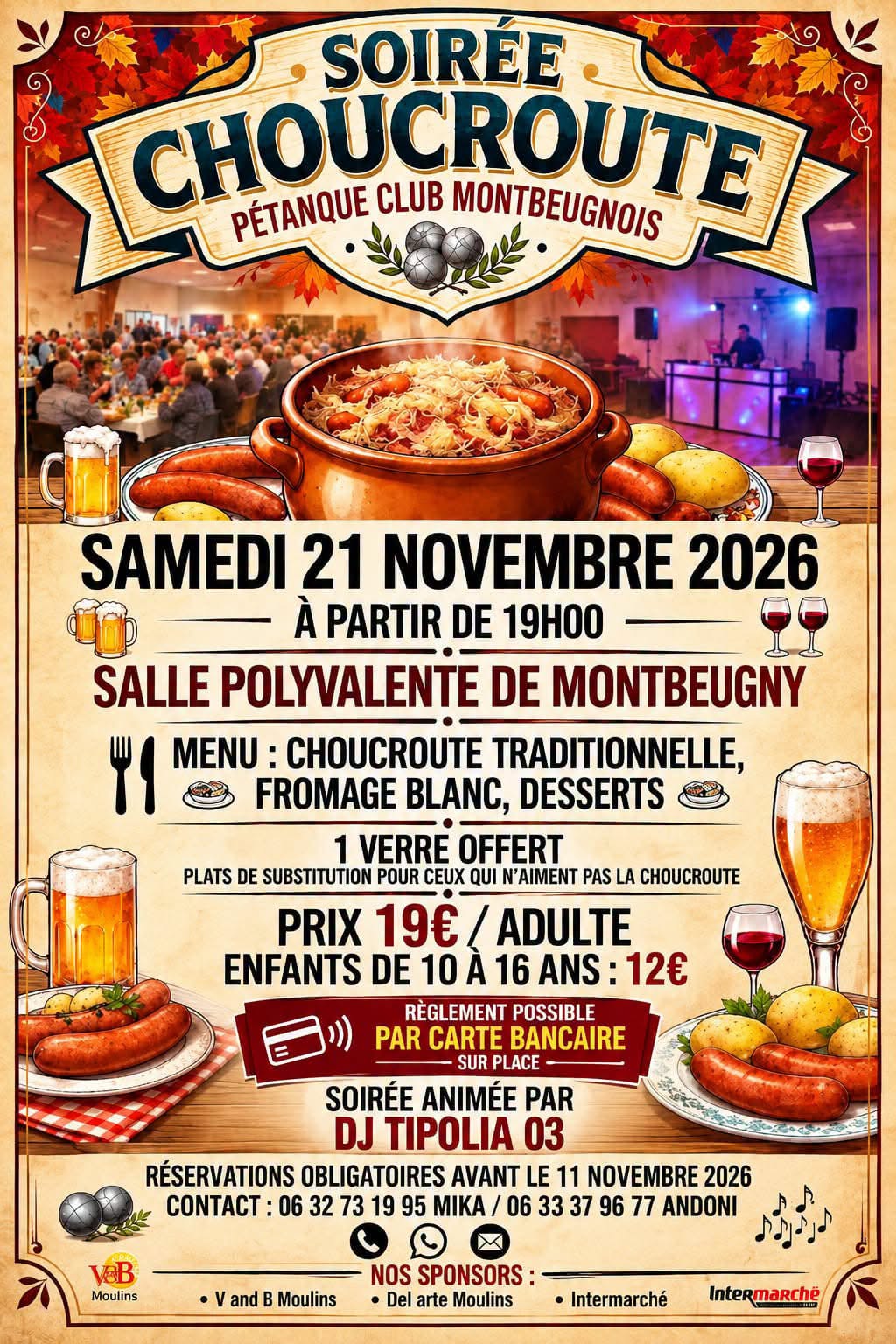Soirée choucroute du Pétanque Club Montbeugnois